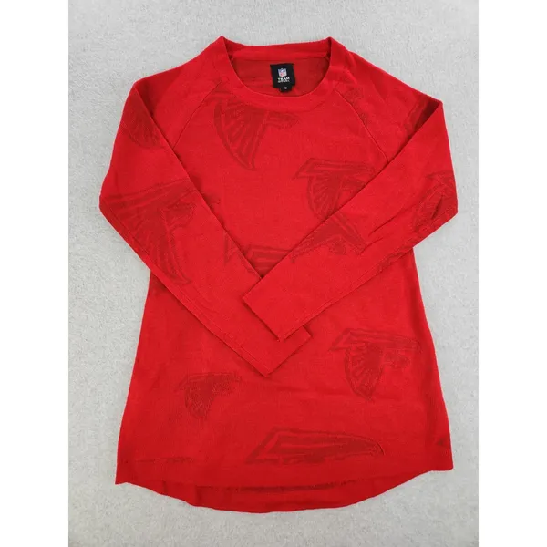 Womens Red‎ Atlanta Falcons Football Tunic Raglan Pullover Sweater Size MEDIUM - Image 8