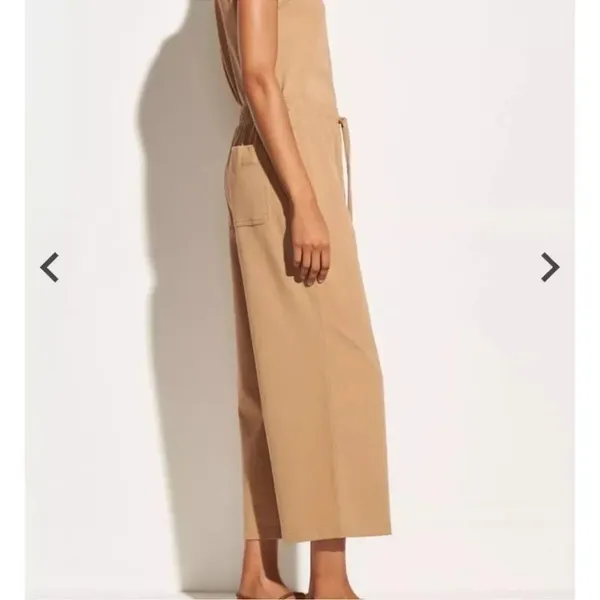 VINCE Cropped Wide Leg Pant in Dune Size XS Tan Tie Waist Drawstring Casual Pant - Image 2