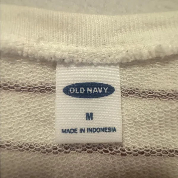 Women’s Old Navy White and Burgundy Striped Top - Image 3