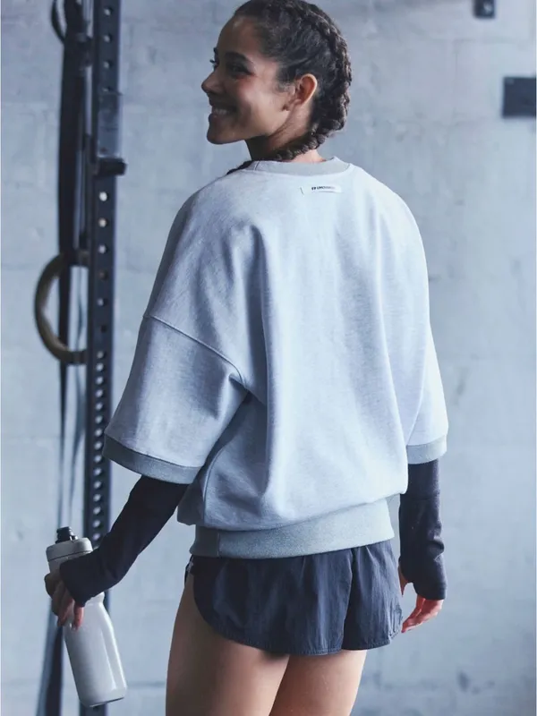 Free people movement for the win short sleeve sweatshirt NWT $78 white heather M - Image 2