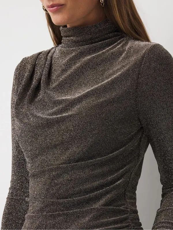 White House Black Market Forme Stretch Metallic Long Sleeve Tee - Image 6