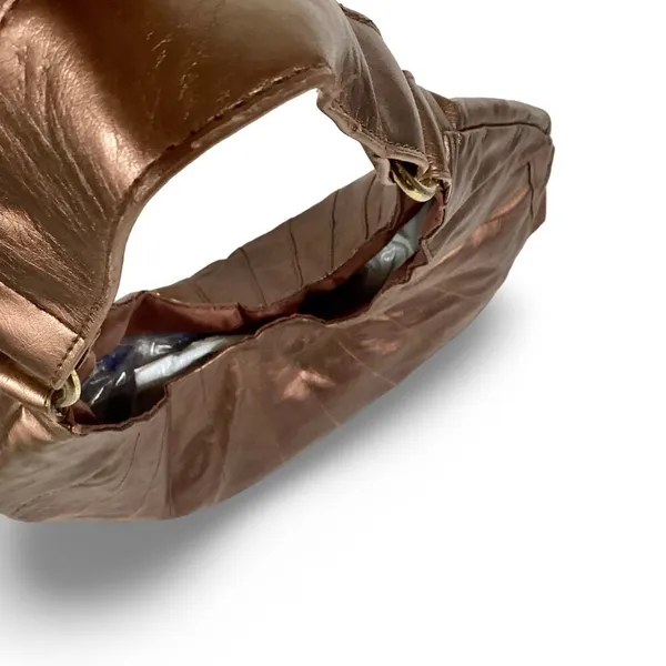 Bronze Colored Vegan Leather Hobo Bag Brown - Image 3