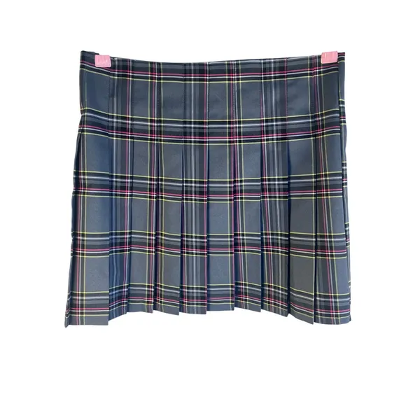 Dark Academia Womens grey, pink, neon yellow Plaid Skirt Size: See Measurements - Image 3
