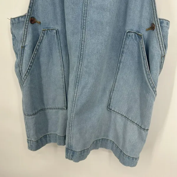 Universal Threads Denim Overall Dress Jumper Light Wash Pockets Sleeveless Sz XL - Image 4