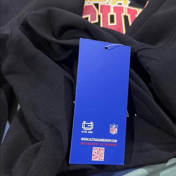 NWT NFL Kansas City Chiefs Short Hoodie Black Attached Hood Ladies Sz Large - Image 8