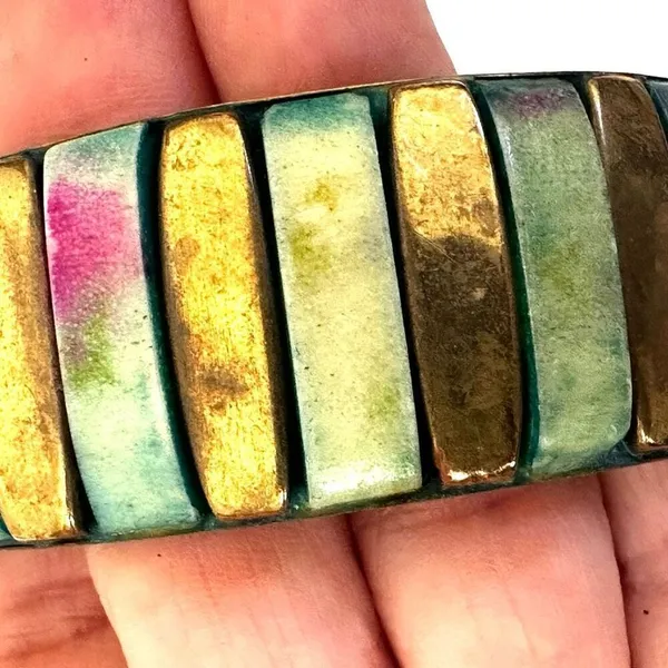 Brass inlay bangle bracelet - Image 3