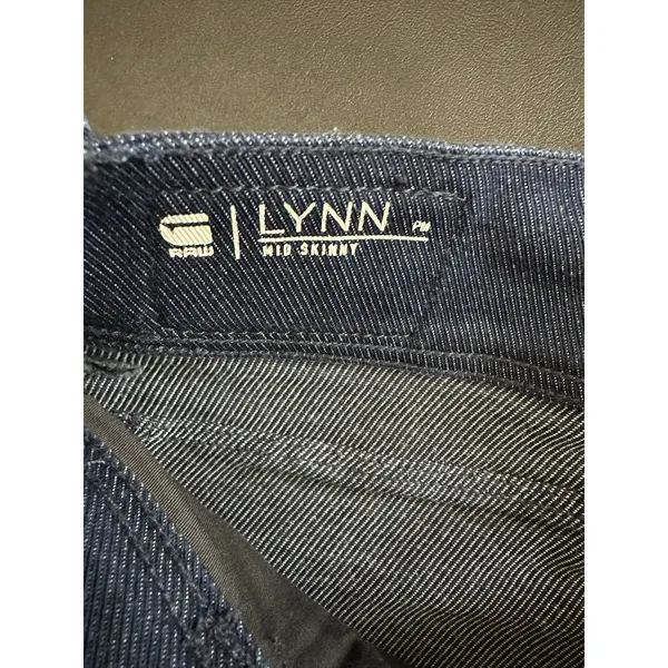 G-Star Raw Lynn Mid Skinny Jeans Womens 28x32 Blue Dark Wash Side Zip Tuxedo - Image 6