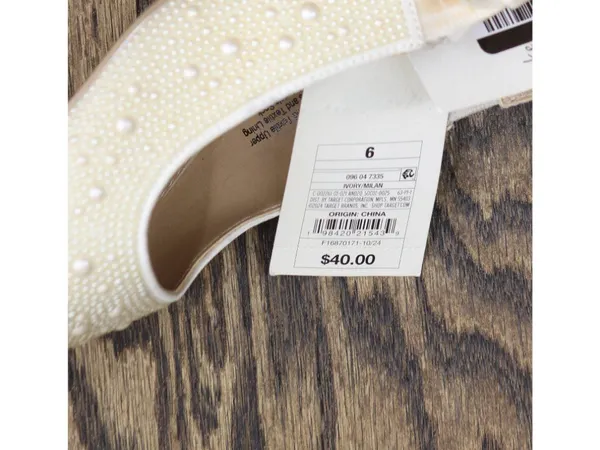 A New Day Womens Milan Pearl Slingback Heels 92611221 Ivory Off White 6M - Image 7
