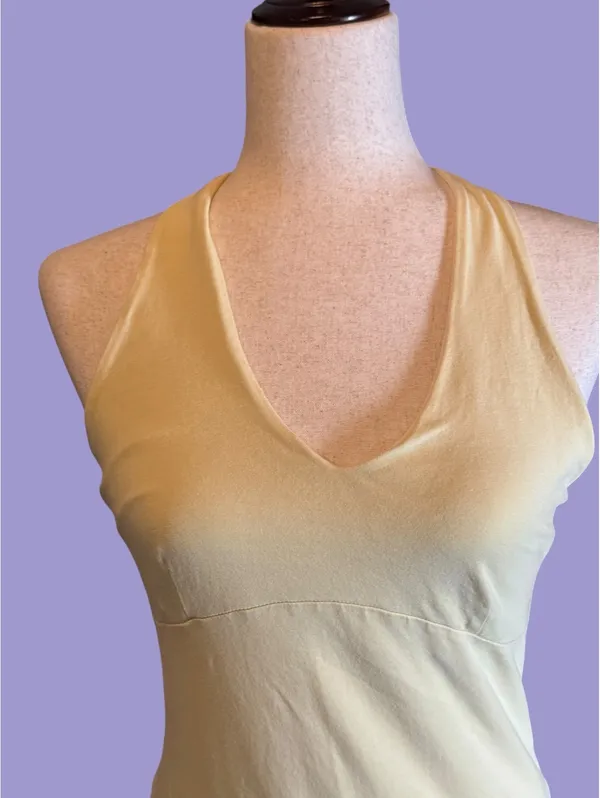 Ann Taylor Medium Yellow Cotton Spandex Halter Top - Image 2