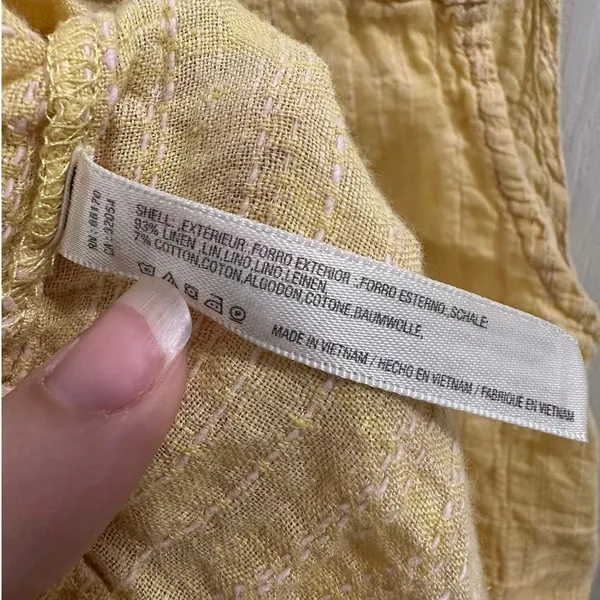 Maeve Anthropologie Butter Yellow Linen Sleeveless Button Up Top Chest Pockets 0 - Image 8