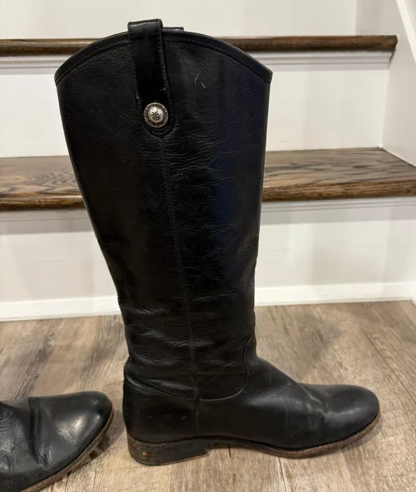 Frye Melissa Button Riding Boots Black Leather Women’s Size 8.5 Classic Tall - Image 6