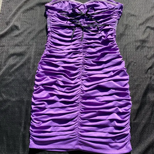 💜 Nikibiki Medium Plum Violet Purple Beaded Rhinestone Cut Out Bodycon Dress 💜 - Image 11