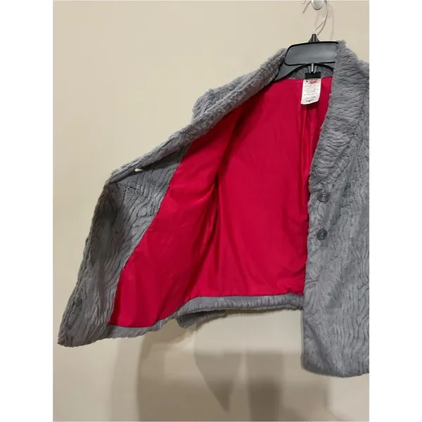 Patagonia Snow Jacket Feather Grey Faux Fur Fleece Womens Sz Medium 3/4 Sleeve - Image 3