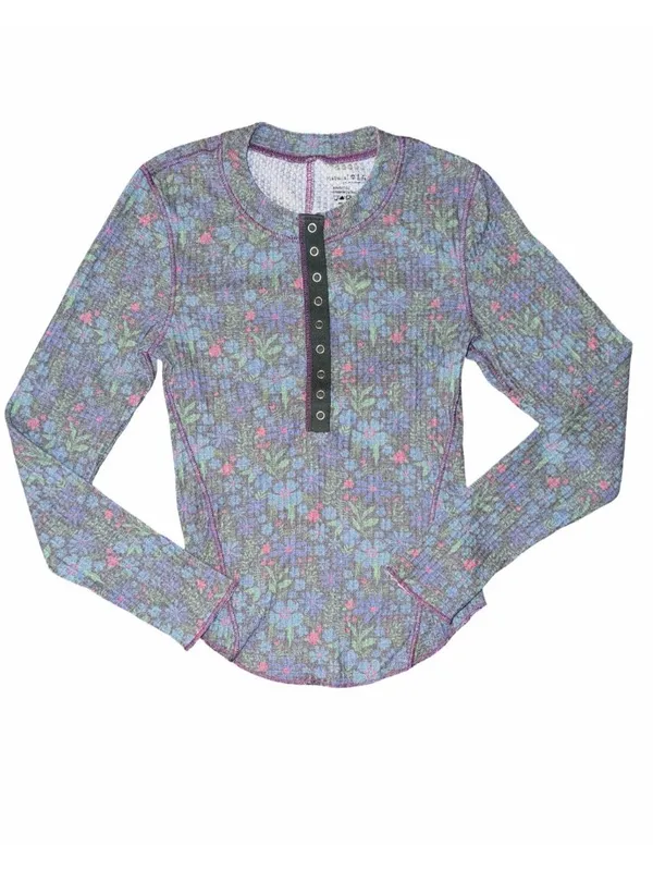 Natural Life Womens Floral Reagan Thermal Long Sleeve Henley Top Size S Layering - Image 2