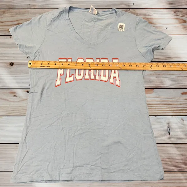 NEW Florida Graphic T-Shirt Womens S Blue V-Neck Short Sleeve‎ Casual Top Tee - Image 7