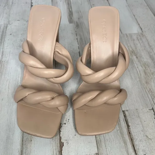 Open Edit Remmy Twist Heeled Sandals Women’s Size 6.5M Beige Heel Shoes - Image 2