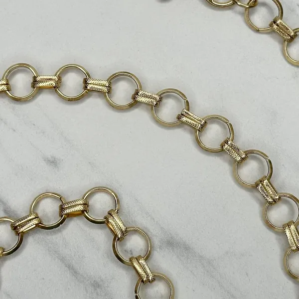 Gold Tone Open Hoop Metal Chain Link Belt Decorative O Ring One Size ✨ - Image 9
