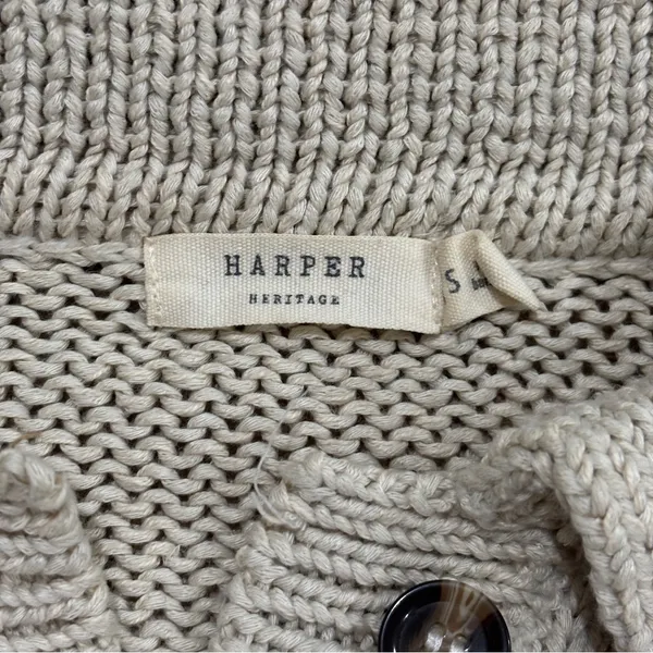 Harper Heritage cream knit polo henley cropped sweater - Image 6