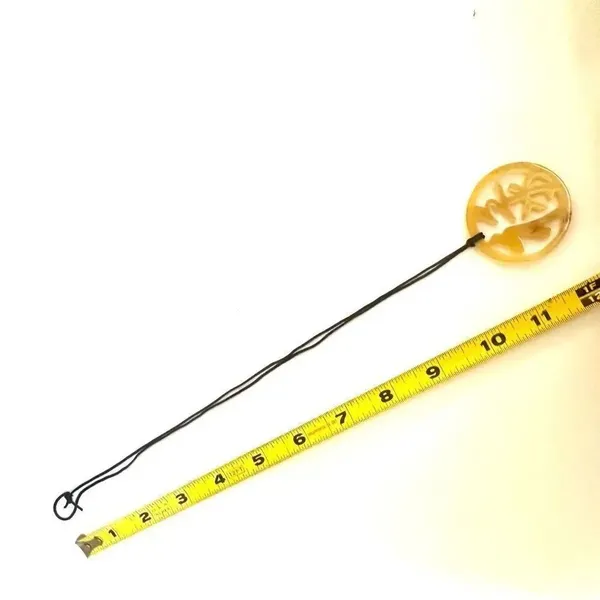 Chinese circle yellow pendant necklace on cord - Image 8
