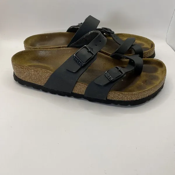 Birkenstock Mayari‎ Birko Flor Black Leather Sandals Womens Sz EU 36 US W5 - Image 4