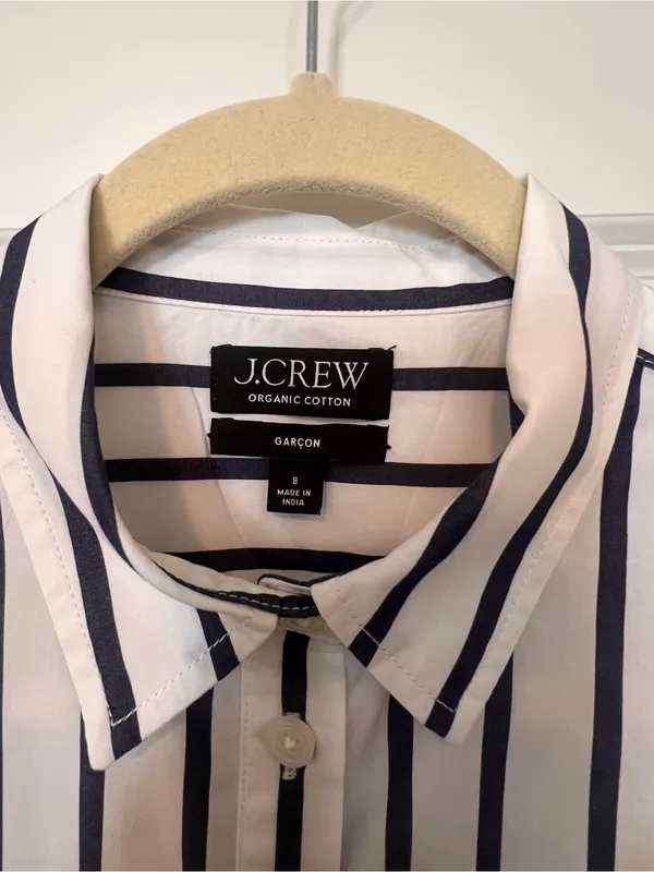 J. Crew White Button-Up Shirt with Black Stripes - Image 3