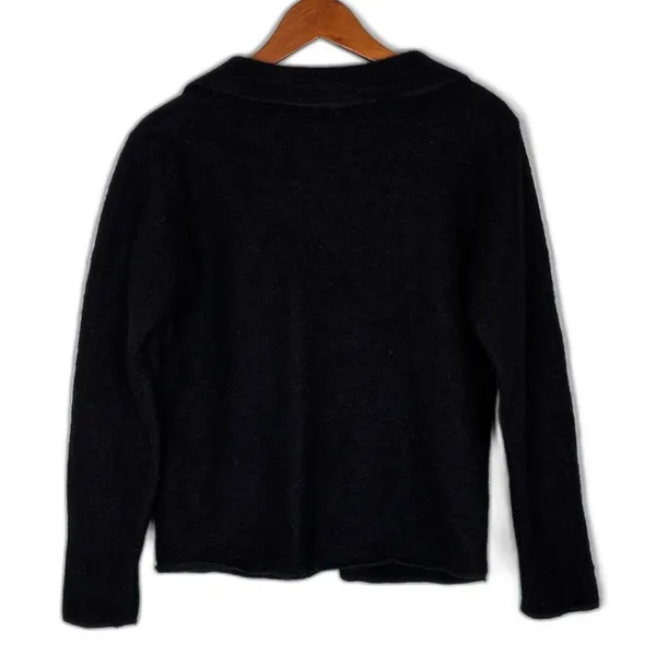 Herman Geist VTG Women's 100% Wool Whimsigoth Dark Academia Black Cardigan Collar Size M - Image 2