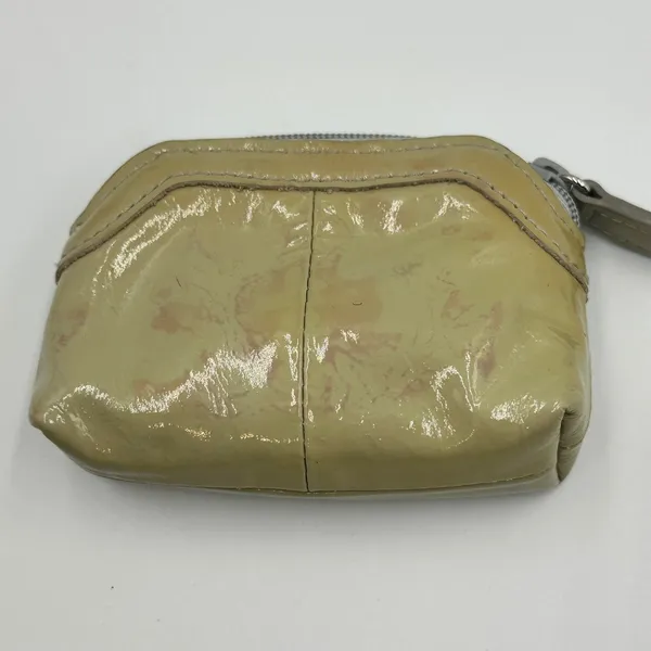 Brighton Patent Leather Heart Coin Purse Beige Tan Zip Pouch Polka Dot Lining - Image 2