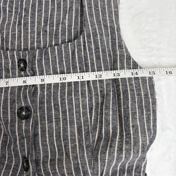 Banana Republic Linen-Blend Button Midi Dress Women's 6 Gray Pinstripe Chic Work - Image 6