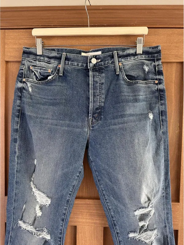 MOTHER Superior The Trickster Skimp Fray Thrill Seeker Distressed Jeans Women 31 - Image 3
