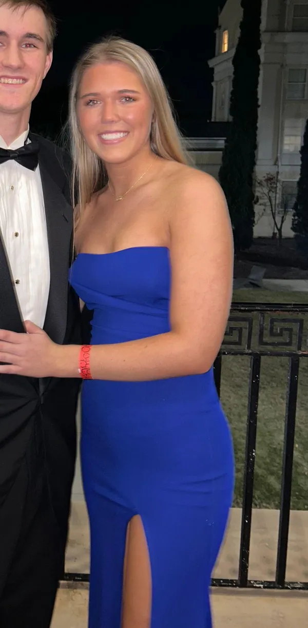 Blue Formal Strapless Dress - Image 2