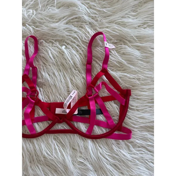 Victoria’s Secret Very Sexy Heartware Open-Cup Strappy Demi Bra Lipstick M-DD - Image 4