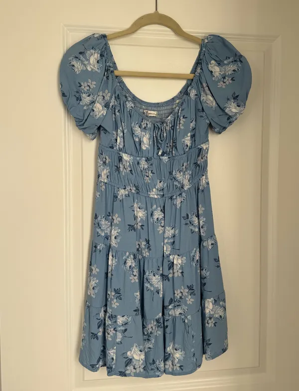 Hollister Blue Floral Puff-Sleeve Mini Dress - Image 2