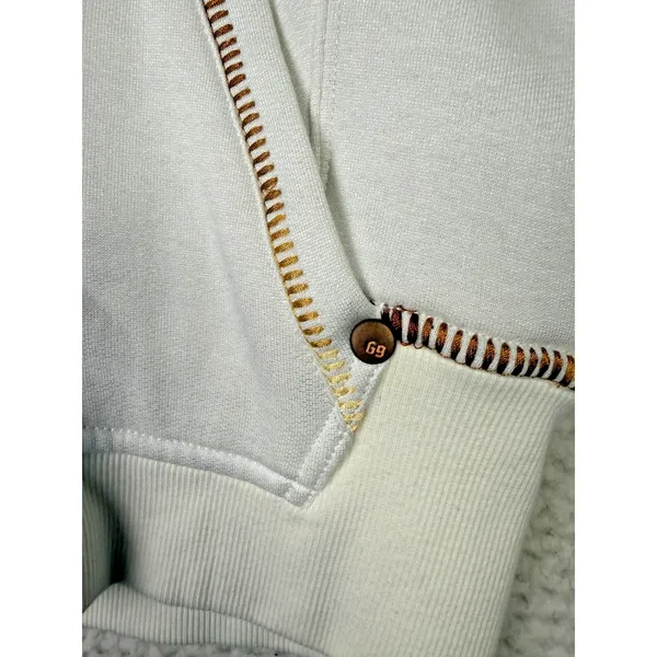 Coogi Hoodie Womens Medium White Full Zip Embroidered Logo‎ Fleece Raglan Sleeve - Image 7