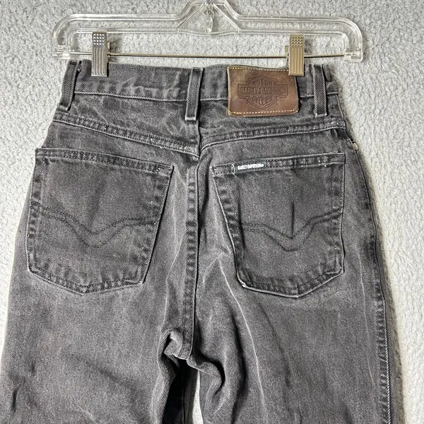 Harley Davidson Jeans‎ Womens 2 Black Biker Blues High Rise Straight Boyfriend - Image 6