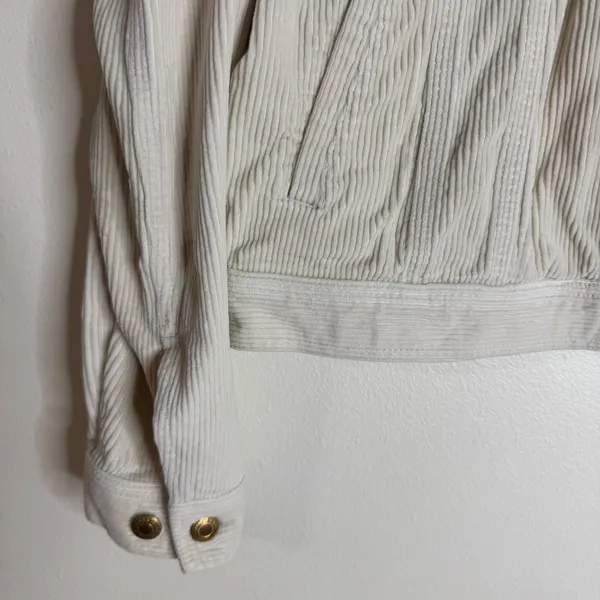 Lauren Jeans Co. Women's Corduroy Trucker Jacket Off White Large - Image 4