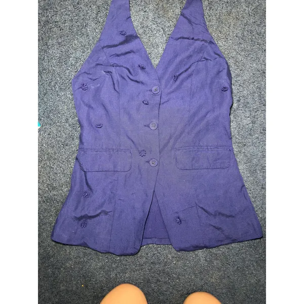 Maeve Linen‎ Blend Halter Vest Size Small Navy Blue Anthropologie Linen Summer - Image 11