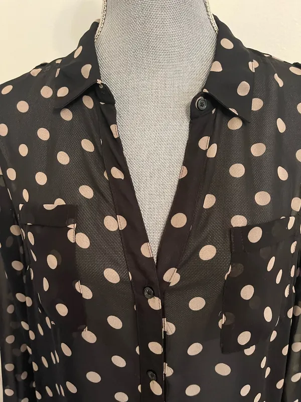 Old Navy Black Polka Dot Dress. Size L - Image 9