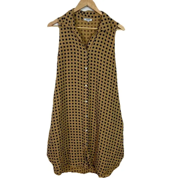 Rosemarine Italian Polka Dot Button Front Sleeveless Linen Dress Small‎ - Image 2