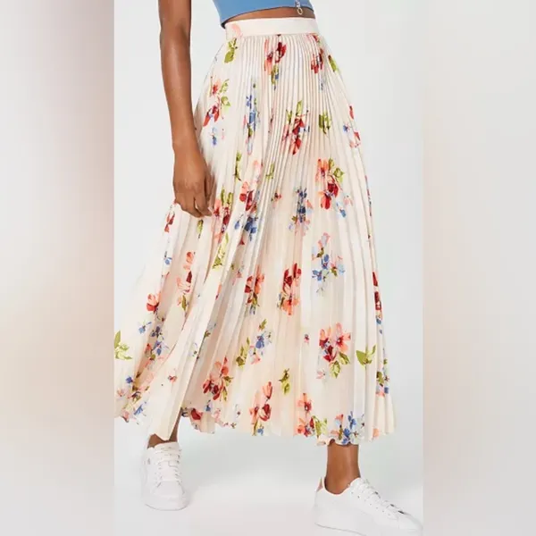 Jill Jill Stuart Floral-Print Pleated Maxi Skirt A Line Boho Cottagecore NWT 14 - Image 5