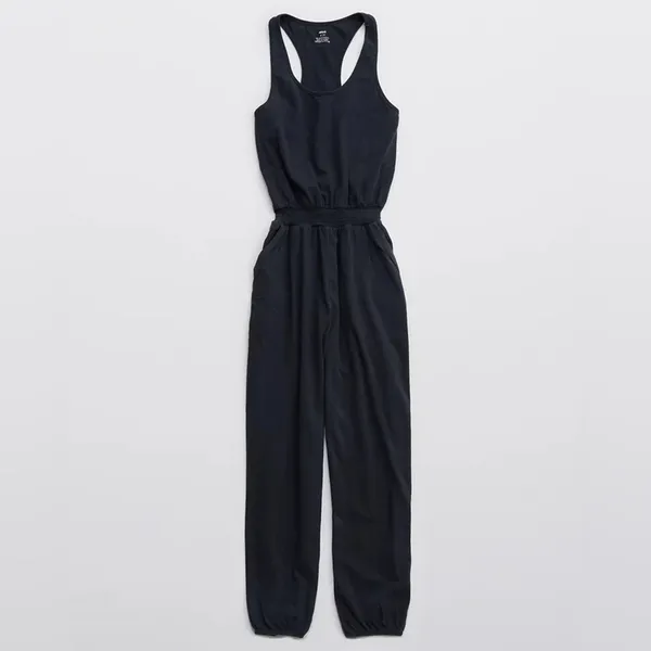 NWOT Aerie Black Track Jumpsuit Size Medium Racerback Lounge Athleisure One Pc - Image 6