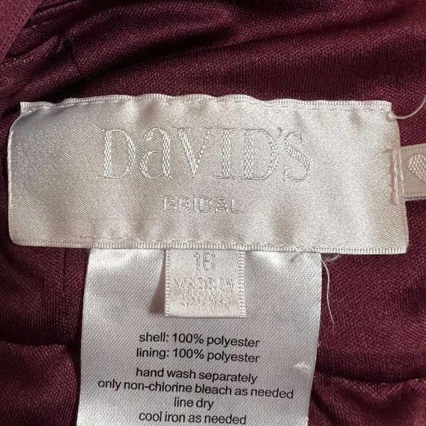David's Bridal Sleeveless V-Neck Ruched Mesh Maxi Dress Size 16 Bridesmaid - Image 4