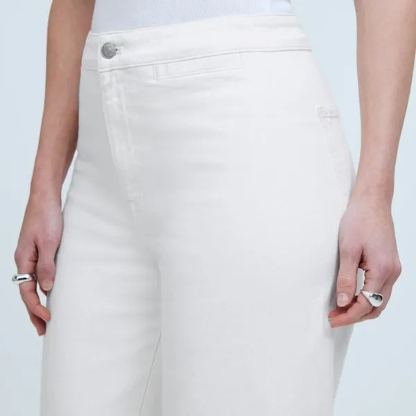 Madewell Curvy Emmet Wide Leg Jean 33 Tall Cropped Tile White NWT High Rise - Image 6