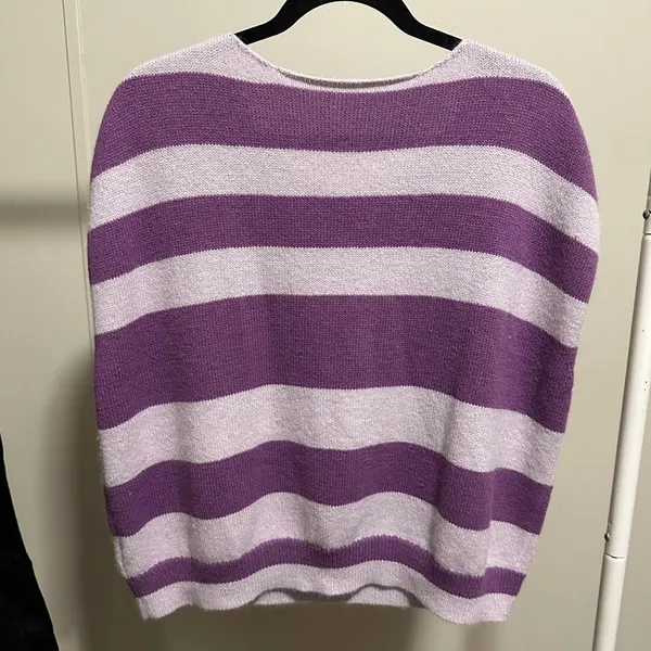 Purple Striped Sleeveless Knit Sweater Scoop Neck size XL - Image 3