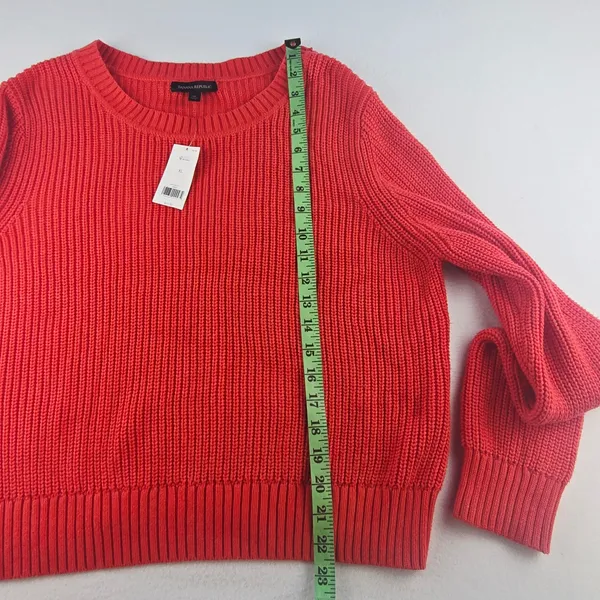 Banana Republic NWT Shaker-Stitch Cropped‎ Pullover Red Crew-neck Women's XL - Image 10