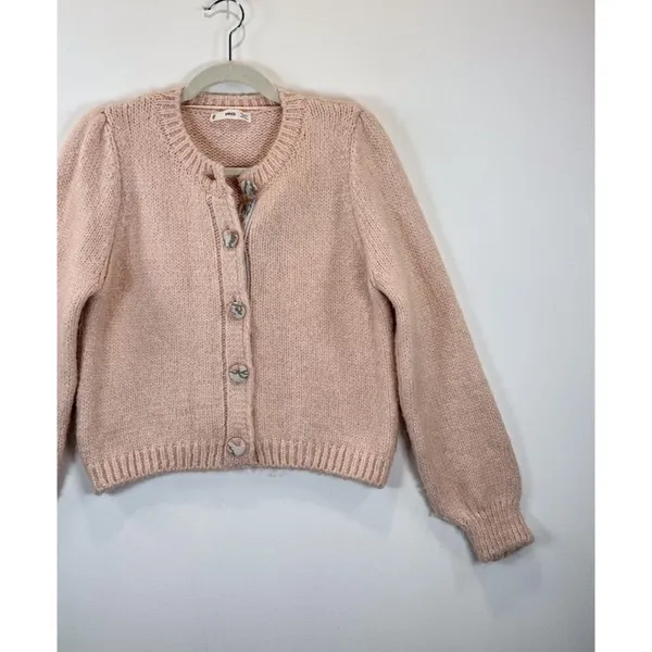 MANGO Womens Cardigan Pink Mathilda Alpaca Chunky Knit Sweater Grandma Small - Image 7