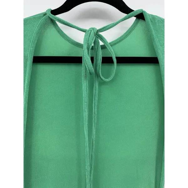 Dramatic Cowl-Neck Draped Back Maxi Dress Medium Green Long Sleeve Formal Sexy - Image 6