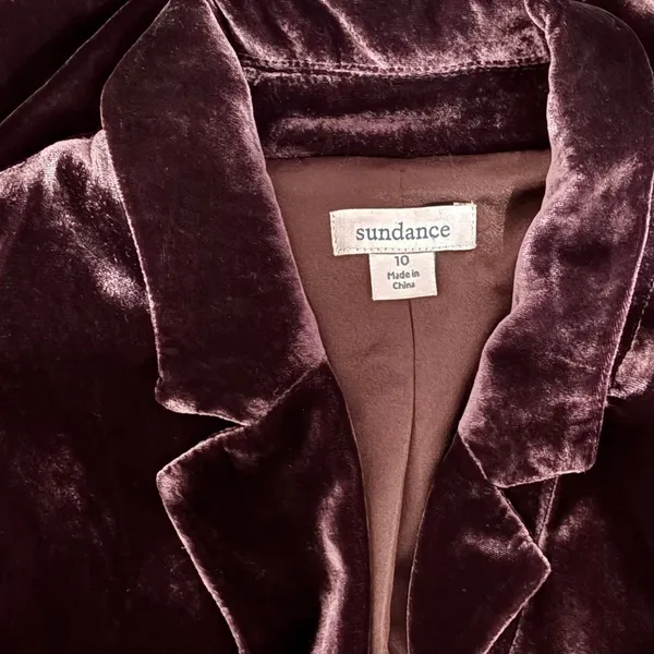 SUNDANCE Purple Silk Velvet Sofia Boyfriend Blazer Jacket Two Button Solid 10 - Image 8