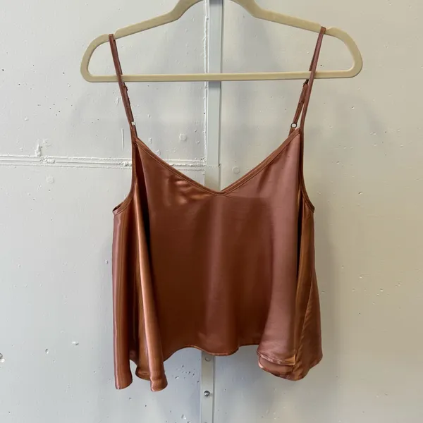 Enza Costa Satin Strappy Satin Swing Style Camisole‎ Bronze Large - Image 2