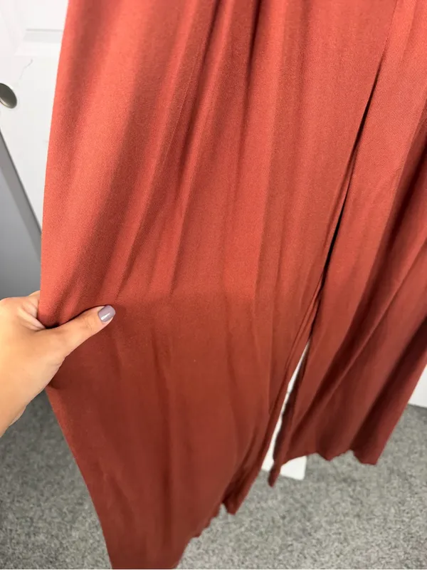 ReGeneration Celebrity Pink Rust Wide Leg Trousers Size L High Rise - Image 4
