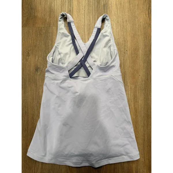 Lululemon Lavender Purple Cross Back Athletic Tank Top with Shelf Bra‎ Size 4 - Image 2